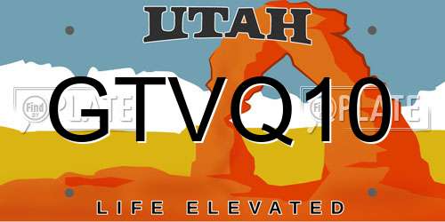 GTVQ10 Utah License Plate