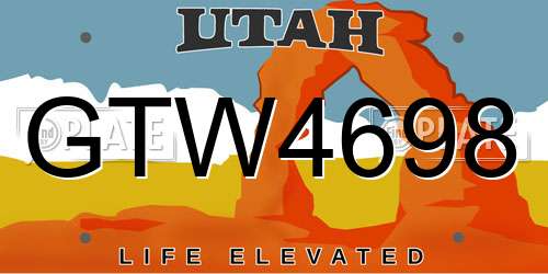 GTW4698 Utah License Plate