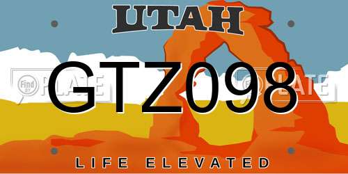 GTZ098 Utah License Plate