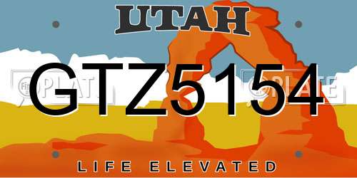GTZ5154 Utah License Plate