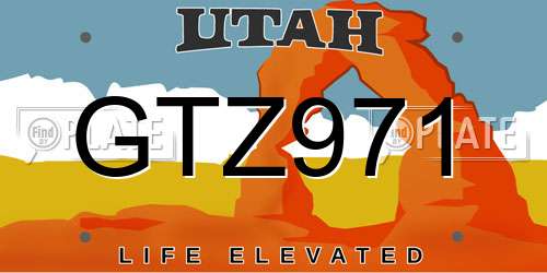 GTZ971 Utah License Plate