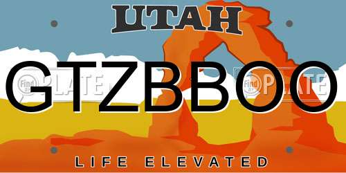 GTZBBOO Utah License Plate