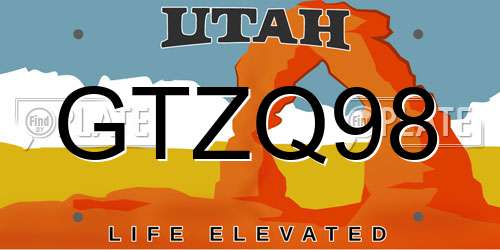 GTZQ98 Utah License Plate