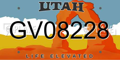 GV08228 Utah License Plate