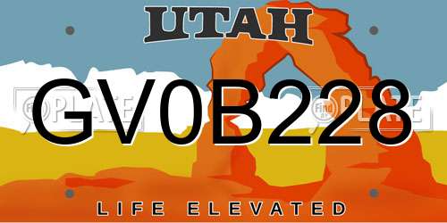 GV0B228 Utah License Plate