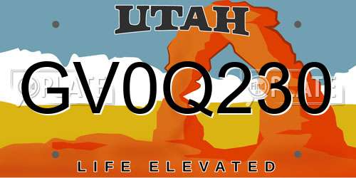 GV0Q230 Utah License Plate
