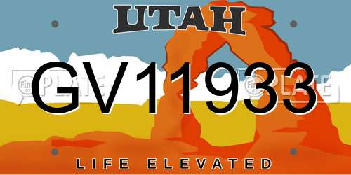 GV11933 Utah License Plate