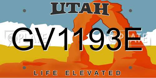 GV1193E Utah License Plate