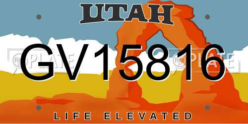 GV15816 Utah License Plate