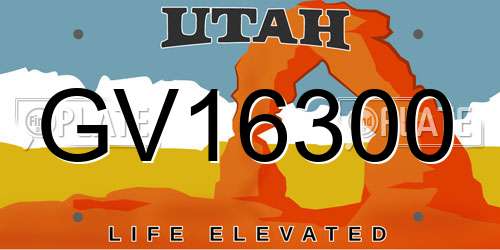 GV16300 Utah License Plate