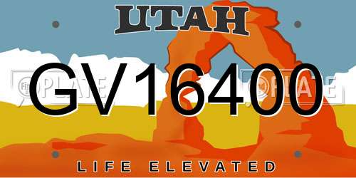 GV16400 Utah License Plate