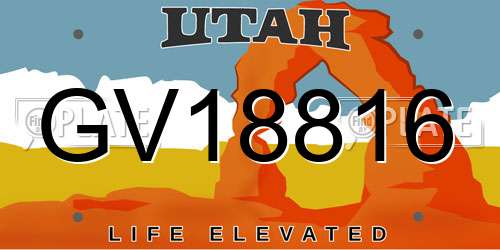GV18816 Utah License Plate