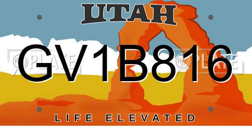 GV1B816 Utah License Plate