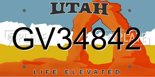 GV34842 Utah License Plate