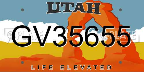 GV35655 Utah License Plate
