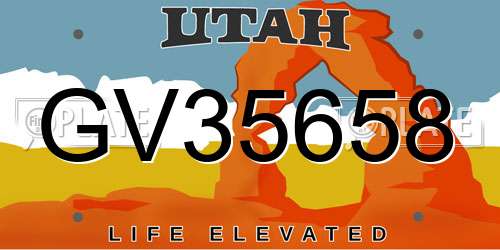GV35658 Utah License Plate