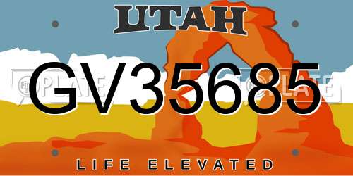 GV35685 Utah License Plate