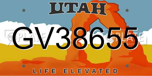 GV38655 Utah License Plate