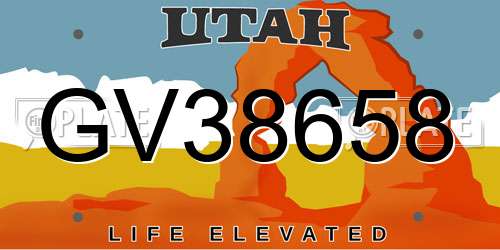 GV38658 Utah License Plate