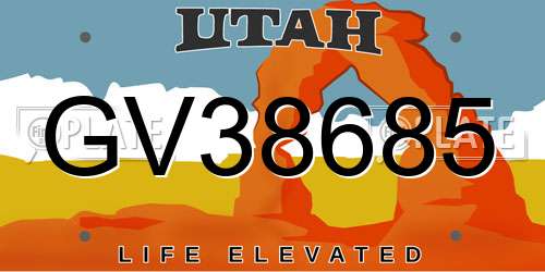 GV38685 Utah License Plate