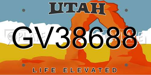 GV38688 Utah License Plate