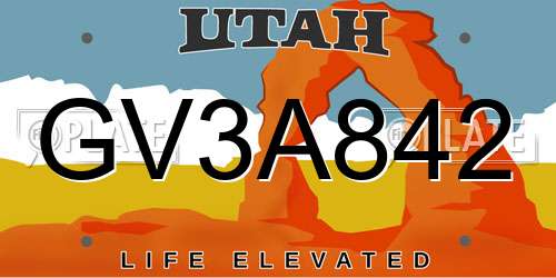 GV3A842 Utah License Plate
