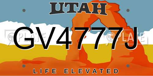 GV4777J Utah License Plate