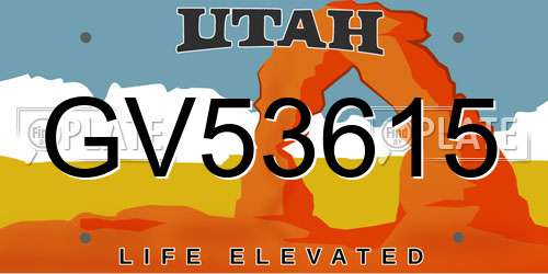 GV53615 Utah License Plate