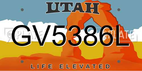 GV5386L Utah License Plate