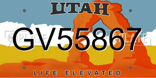 GV55867 Utah License Plate