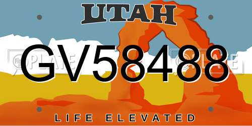 GV58488 Utah License Plate