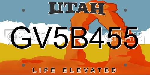 GV5B455 Utah License Plate