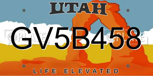 GV5B458 Utah License Plate