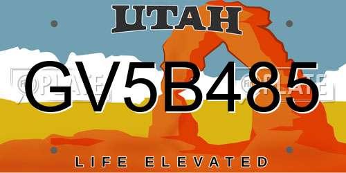 GV5B485 Utah License Plate