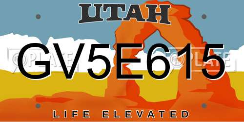 GV5E615 Utah License Plate