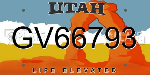 GV66793 Utah License Plate