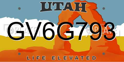 GV6G793 Utah License Plate