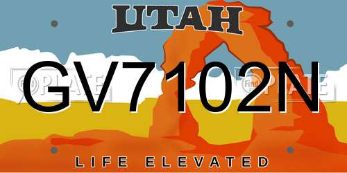 GV7102N Utah License Plate