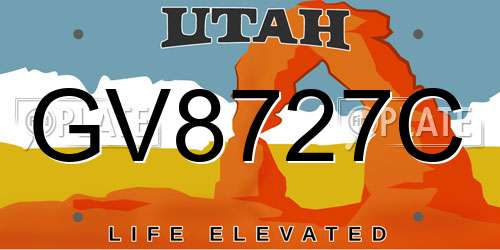 GV8727C Utah License Plate