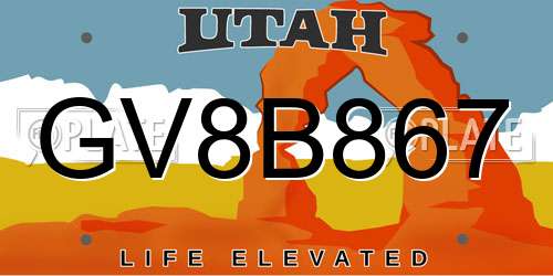 GV8B867 Utah License Plate
