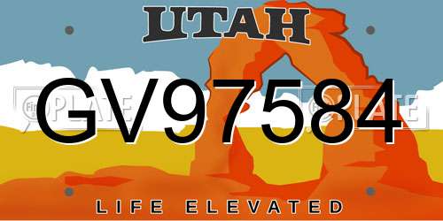 GV97584 Utah License Plate
