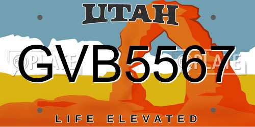 GVB5567 Utah License Plate