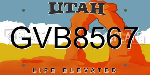GVB8567 Utah License Plate