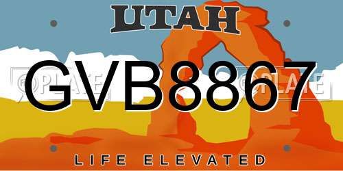 GVB8867 Utah License Plate