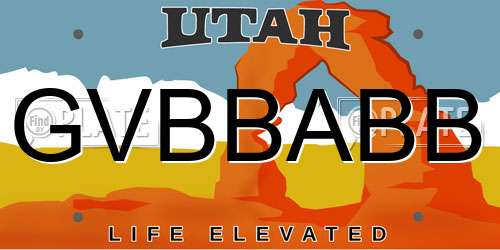GVBBABB Utah License Plate