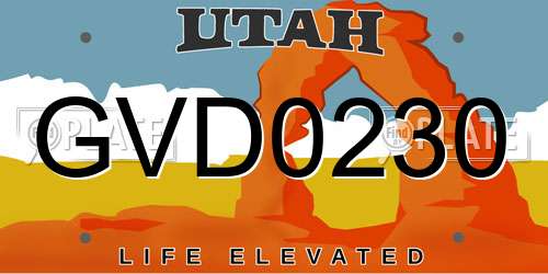 GVD0230 Utah License Plate