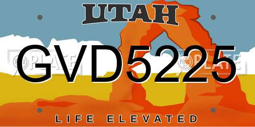 GVD5225 Utah License Plate