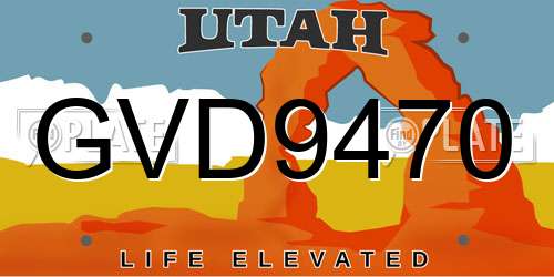 GVD9470 Utah License Plate