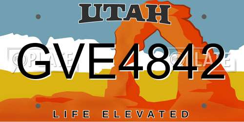 GVE4842 Utah License Plate