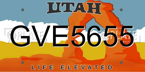 GVE5655 Utah License Plate